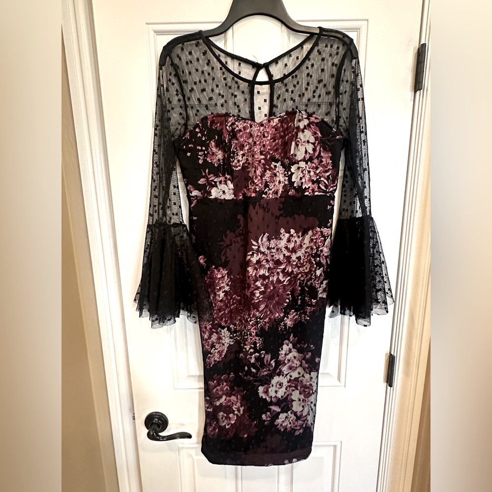 VENUS Black Polka Dot Floral Midi Dress 12 - never worn!